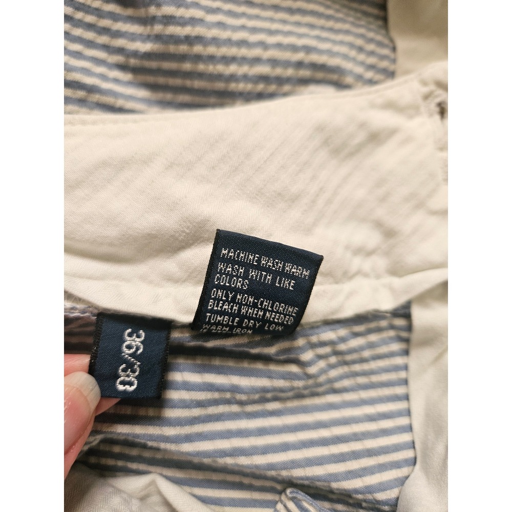 Polo Ralph Lauren Mens Blue White Seersucker Striped Cotton Pants 36/30 Preppy - Picture 9 of 13